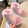 Boots 2024 Winter Children Leather Getly Snow Boots Boys Girls Fashion Non Slip Kids Plush Dark Boots Infant Cotton Shoes 231219