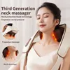 Oreillers de massage pour le cou avec boîte-cadeau Châle de massage cervical électrique Sans fil rechargeable Portable Pétrissage chauffant Masseur de cou pour soulager la douleur 231218