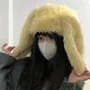 Cappelli da cacciatore Simpatiche orecchie di coniglio dalle orecchie lunghe Dolce Kawaii Lolita Pelliccia di peluche Protezione per le orecchie Donna Inverno caldo berretto ispessito Bomber 231219