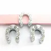 20 50st Lot 8mm Rhinestones Horse Hoof Horseshoe Slide Charms Diy Accessories Fit For 8mm Wristband Armband Fashion Jewelys203w