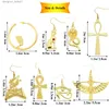 Legolone del lampadario Rechicgu Gold Vintage Gold Women Earring Ancient egiziano Queen Cross Ear Cored Curcrop Gioielli Amuleto Goccia Dangle Giftl231219