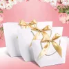 10 pièces grande taille boîte-cadeau emballage poignée en or papier cadeau sacs papier Kraft avec poignées mariage bébé douche fête d'anniversaire 220331248H