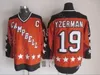 스타 1984 하키 저지 모든 아이스 하키 빈티지 19 Steve Yzerman 11 Mark Messier 99 Wayne Gretzky 7 Paul Coffey Home Orange Stitched