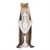 Genshin Impact Ningguang cos wig split bow knot hair bag tail gradual change long curly hair cap