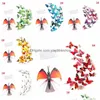 Wandstickers 12 stcs 3D Butterfly Sticker PVC Simation Stereoscopische muurschildering Koelkast Magneet Art Decal Kid Room Home Decor 1107 Drop deliv Dhlqt