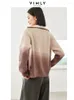 Kvinnors stickor Vimly Gradient Sticked Cardigan 2023 Winter Lapel dragkedja Långärmad tröja Coat Casual Loose High Strecth Woman Clothing