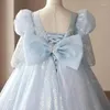 Girl Dresses 2024 Sequin Elegant Wedding Kids Formal Occasion Dress For Little Girls Luxury Long Evening Gowns Children Pageant Party