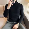 Herrtröjor tröjor Autumn Mens Turteneck Sweatshirt Varm fast färg Slim Casual Pullover Tröja Män Vinterkläder 231218