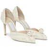 Elegante vestido de casamento da noiva sapatos sandálias branco pérola couro marca luxo sapatos de caminhada femininos