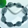 Braccialetti a maglie Bracciale al quarzo fragola nero naturale Gioielli in cristallo fatti a mano Bracciale alla moda elasticizzato Regalo di compleanno per bambini 14X19MM