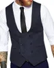 Men's Vests 2023 Suit Vest With Herringbone Pattern Faux Woolen Double Breasted V-neck