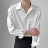 Męskie koszule Lapel koszula Formalne biuro w stylu biznesowym z jedno-piersiowym guziki długie rękawy w miękkim do pracy