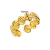Pierścienie zespołu urocze skorupa regulowana dla kobiet 18 -karatowa złota biżuteria ze stali nierdzewnej moda akcesorium pary palec serdeczny 231219