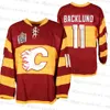 مخصص Calgary Flames Heritage Classic 2011 Warm Up Red Jersey 14 Theoren Fleury 23 Sean Monahan Noah Hanifin Mike Vernon 11 Backlund