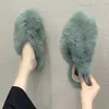 Autumn and Winter Online Red Fur for Women Outwear Fashion Korean Edition Baotou Rabbit Hair Cotton Slippers 231219