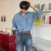 Men's Casual Shirts Korean Fashion Denim Shirt Long Sleeved Loose Versatile Luxury Classic Business Jeans For Men Clothing