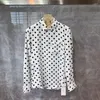 Men's Casual Shirts Spring Autumn Long Sleeve Polka Dot Men Street Work Loose Tops Fashion Single Breasted Black Male