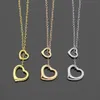 Ny Gold Silver Rose Gold märkesvaror Kvinnor T Letter Style Rostfritt Double Heart Charms hängen halsband 1st Drop 299L