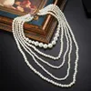 Boîtes à bijoux Vintage Imitation perle collier ras du cou Art déco clapet accessoires pour femmes blanc multi couche colliers 231219