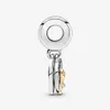 Ny ankomst 925 Sterling Silver Two-Tone Happy Anniversary Dangle Charm Fit Original European Charm Armband Fashion Jewelry Acces290L