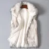 Kamizelki damskie 2023 Zimowa ciepła kamizelka futra Koreańska stojak na modę kołnierz faux z kamizelki kurtka bez rękawów