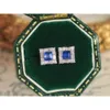 Xinfly 0,6 ct prinses blauwe echte saffier diamanten oorbellen 18k fijne gouden edelsteen trendy voor meisjes