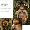 Andere Vogelbenodigdheden Boom Gezicht Tuin Voeder Gezichten Hugger Decor Outdoor Man Oldsculpture Yard Wild Ornament Donker Indecoration Standbeeld