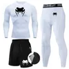 Tute da uomo Set di compressione da uomo MMA Maglietta a maniche lunghe o corte Pantaloni attillati Fitness Bodybuilding Abbigliamento Rashguard Tute sportive 231219