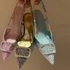 Sandali eleganti sandali designer donne scarpe da sposa con tacco alto con decorazione strass alla moda di punta vuota puntata da 9 cm tacco da stiletto
