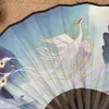 Decorative Figurines 8-Inch Double-sided Antique Plastic Fan Silk Cloth Folding Male National Style Girls Hanfu Retro Portable Durable