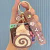 Bag Parts Accessories Cute Cat Egg Roll Key Chain Kawaii Kitty Cake Doll School Keyring Cartoon Pendant Keyfob for Couple Jewelry Gift 231219