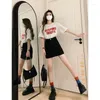 Work Dresses 2023 Wear A Whole Set Of Summer Female Cotton Top Black Denim Skirt Fashion Two-piece Suit