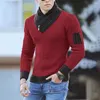男性用セーターカジュアルマンニットスカーフスタイルタートルネックセーター