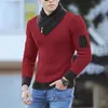 Maglioni da uomo Casual uomo sciarpa lavorata a maglia maglione a collo alto stile per uomo slim fit tinta unita caldo abbigliamento pullover in cotone vintage