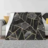 Dekens Black Stone 2 Creatief ontwerp Comfortabel Warm flanellen deken Grafisch patroon Abstracte lijnen Moderne geometrie Geometrisch