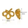 Stud Retro Irregular Woven Flower Earrings For Women Gold Color Stainless Steel Geometric Fashion Trend Jewelry Gifts 231219