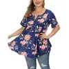 Tops Big size 5XL Summer Woman Tshirt Short sleeve button printed tshirts female Fat MM plus size women clothing large size tops