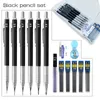 0.3 0.5 0.7 0.9 1.3 2.0mm Art Metalen Mechanische Pen Set Met Rubberen Rand Potlood Schets School kantoor Leveranties