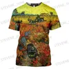 T-shirt da uomo 2022 Notte stellata T-shirt da uomo Girasoli T-shirt Vincent Van Gogh Stampa 3D T-shirt casual da donna a maniche corte Fitness Top Tee T231219