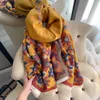 Mode pendlare kontor imitation kashmir halsduk kvinnors blomma konst förtjockad sjal hals