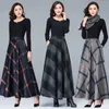 Kjolar elegant tweed plus size pläd lång för kvinnor höst vinter elastisk hög midja en linjekjol avslappnad lös streetwear 231219