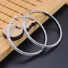 Wholesale Gold Plated Stainless Steel Large Diamond Hoop Earring for Women Jewelry