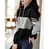 Kadın Hoodies Kadın Sweatshirts Kapüşonlu Katı Bir Dizilmiş Çizme İpi Büyük Cep Gevşek Sokak Kırık Kış Çizgili Külepler