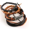 Charme pulseiras pulseira de couro vintage masculino tecer ajustável multi-camada combinação frisada é elegante e jóias pessoais