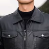 Men's Jackets Black Motor Jacket for Men PU Leather Solid Colors Autumn Winter Biker Lapel Zippers Outwears Imitation Genuine 240111
