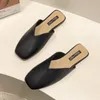 Slippers Flats Mules Shoes Women 2024 Spring Walking Square Toe Flip Flops Outdoor Slingback Sandals Fashion House Mujer Slides