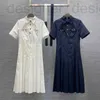 Basic & Casual Dresses Designer Luxury Brand Dress Women Long Banquet skirt Shirt dress Short Sleeve High Waist dresses American Women Clothing OXMV