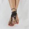Chaussures de mariage de plage de ruban sexy dentelle en dentelle délicate perlé à orteil de la cheville Sangle plate chaussure pour l'été