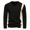 Men's T Shirts V Neck Color Matching Long Sleeved Shirt Extra For Men Small Big And Tall