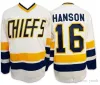 Hanson Brothers #16 #17 #18 Dunlop Reggie 7 Denis Lemieux 1 Chief Slap Shot Hockey Jersey S-3XL 100% SIDCHED 88